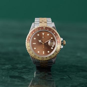 ROLEX, Oyster Perpetual Date, GMT-Master II, Chronometer (SWISS MADE, wristwatch, 40 mm, s.c. "Root Beer".