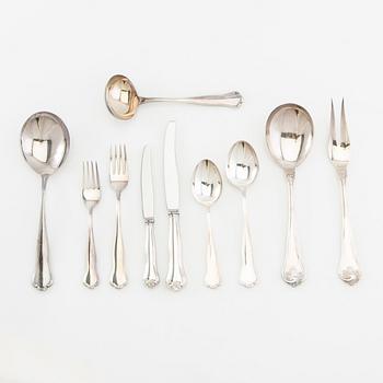 Cutlery 74 pcs "Kungsholm" silver, GAB Stockholm 1957-1966.