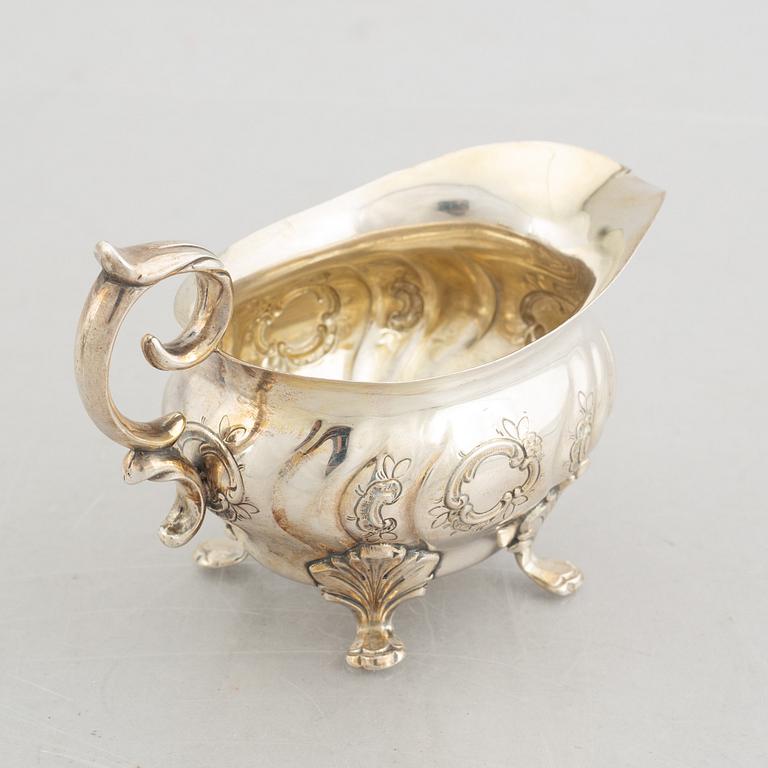 A 3-piece Rococo style silver coffee service, mark of GAB, Stockholm 1951-1954.