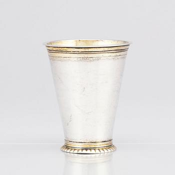 A Swedish early 18th Century parcel-gilt silver beaker, marks of Erik Bengtsson Starin, Stockholm 1709.