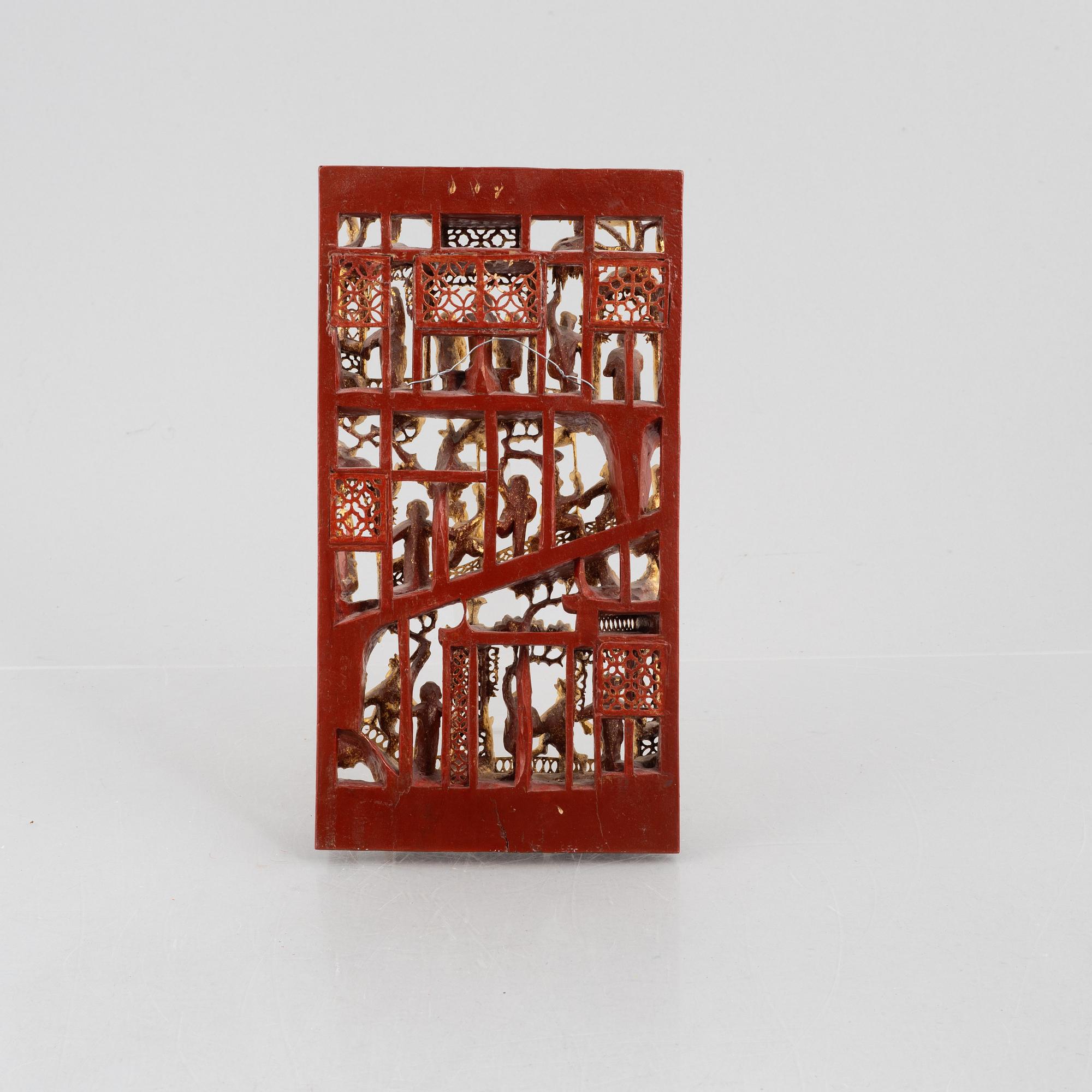 Relief, carved wood, China, first half of the 20th century.