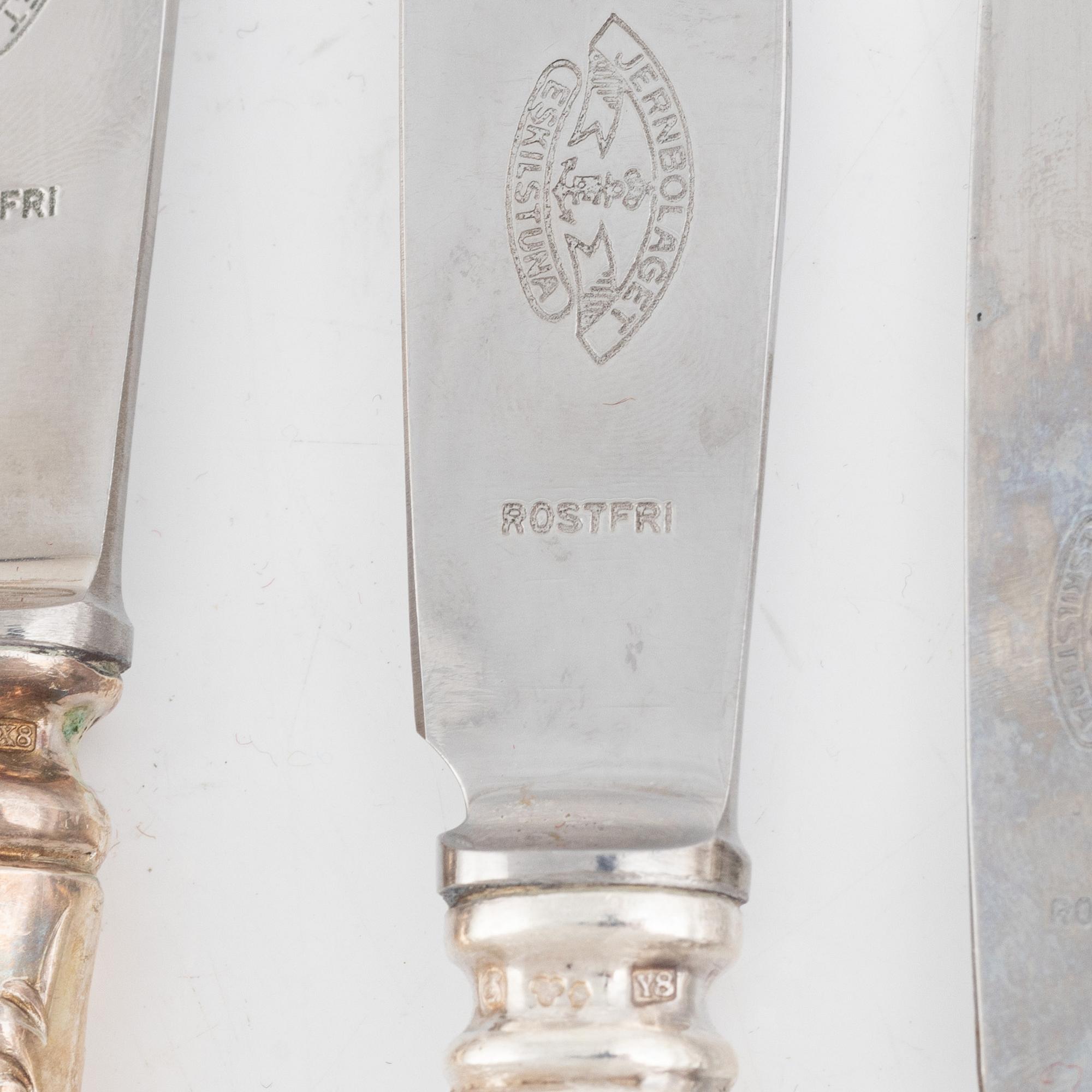 Bestickuppsättning, 46 delar, silver, modell "Prins Albert", bl.a. CG Hallberg, Stockholm 1949.