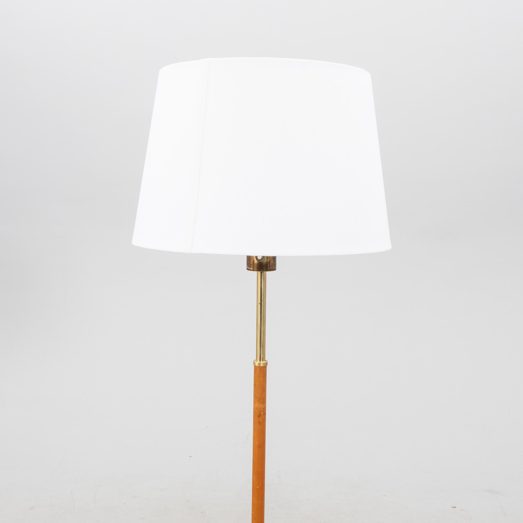 Hans Bergström, a brass and leather floor lamp Ateljé Lyktan.