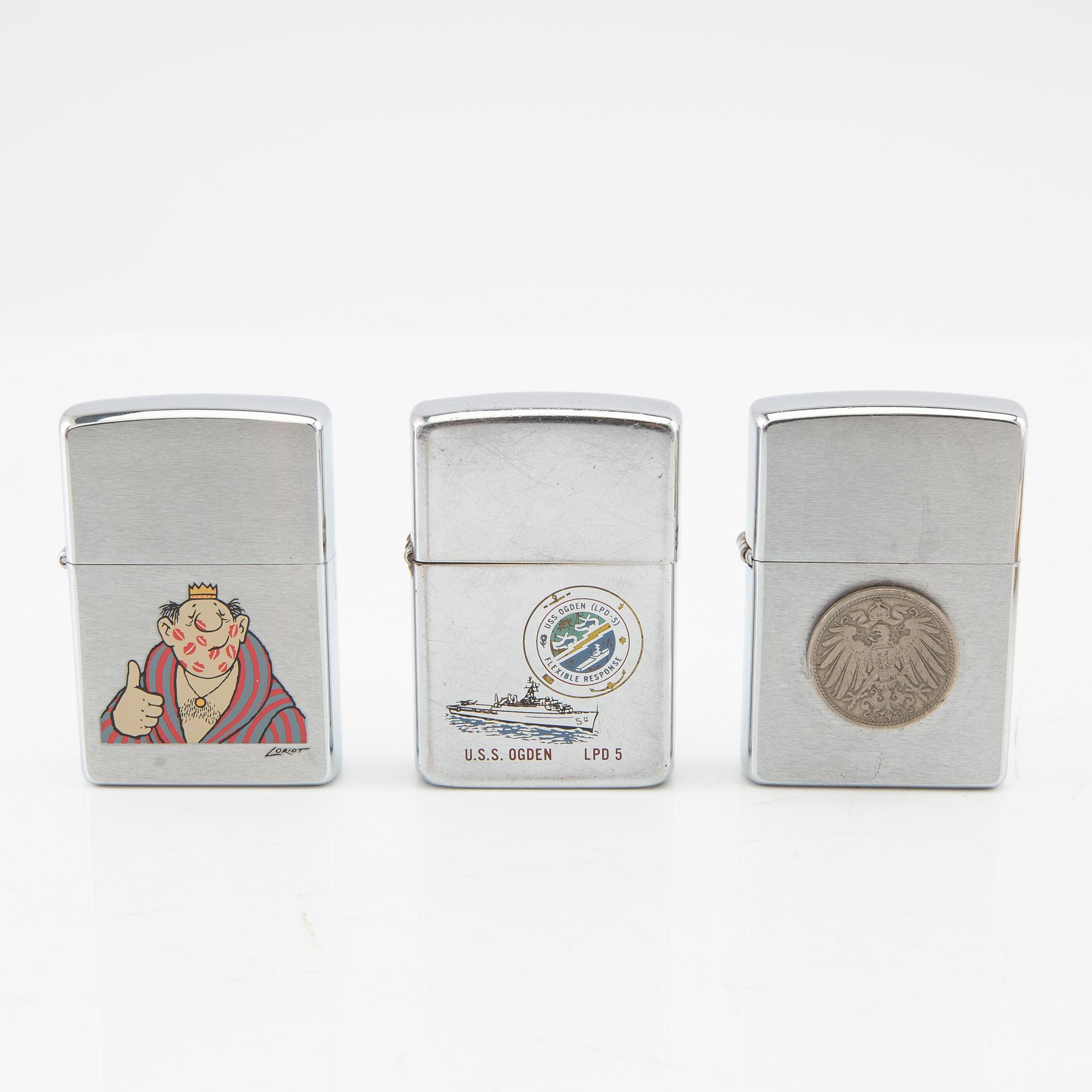 En samling Zippo tändare 14 st USA 1900-talets senare del.