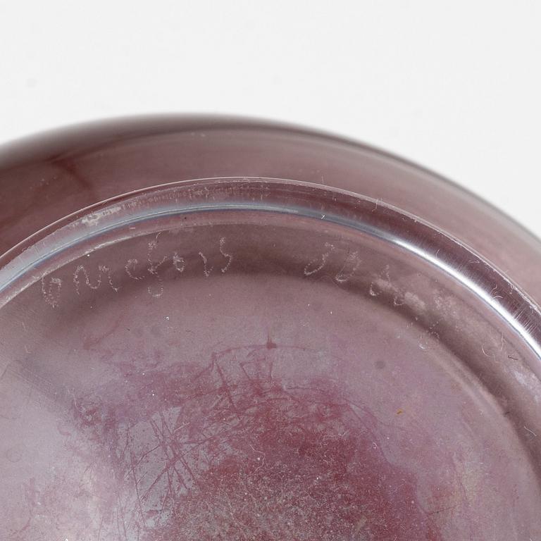 Nils Landberg, vaser, 7 st, glas, "Tan-si", Orrefors, omkring 1900-talets mitt.