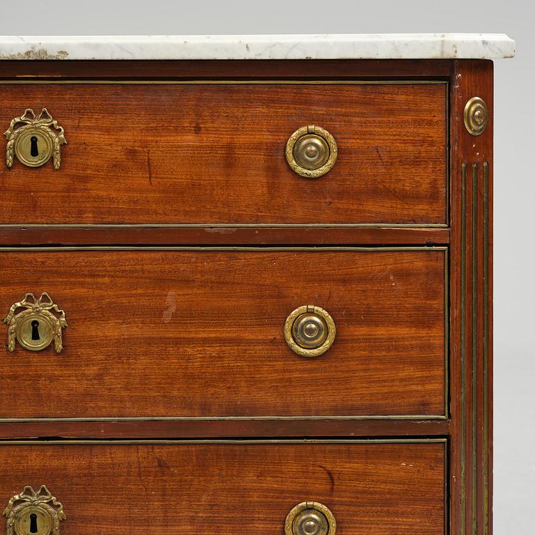 A late Gustavian mahogany commode, Stockholm, late 18th century.