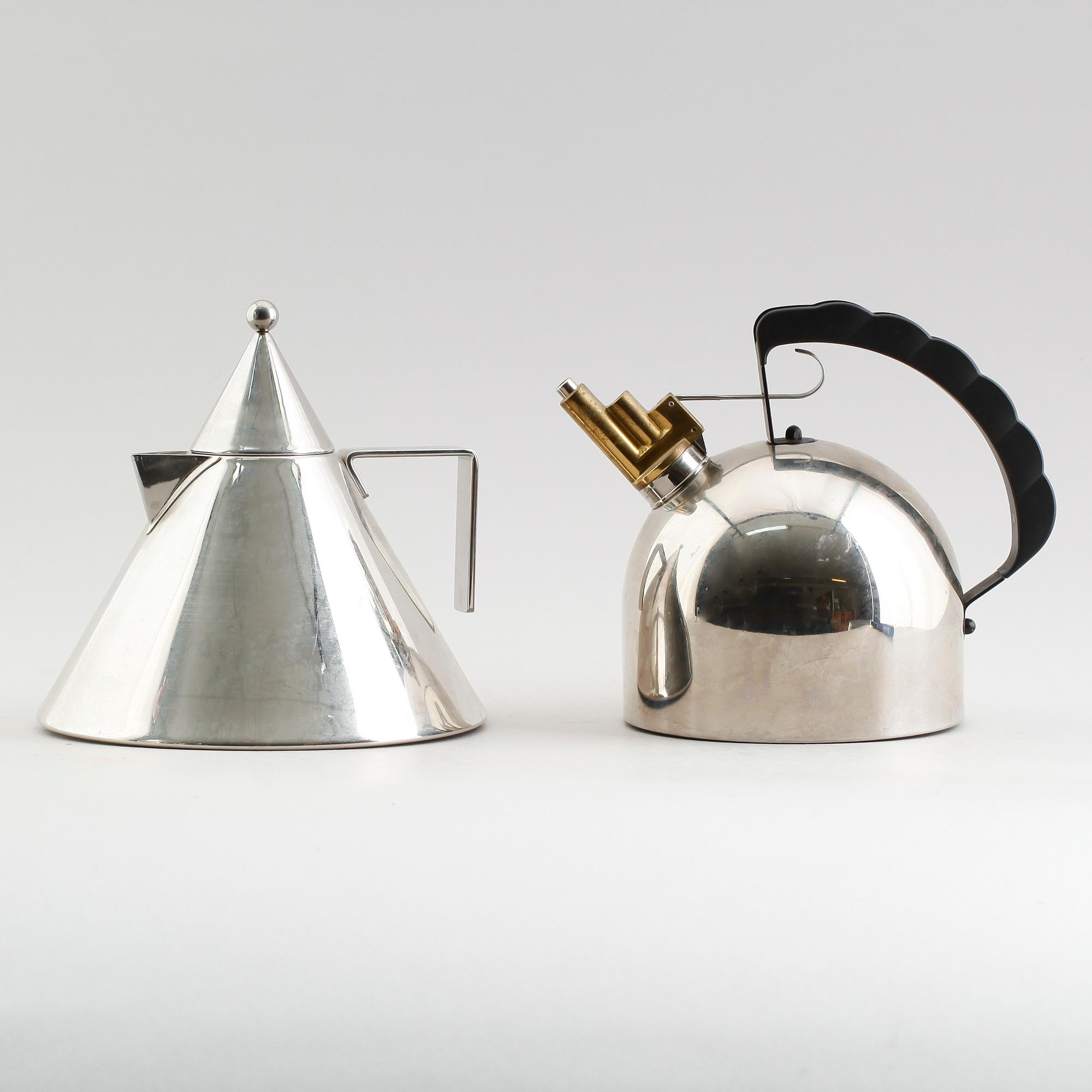 VATTENKOKARE, 2 st, stål, Alessi, 1900-/2000-tal.