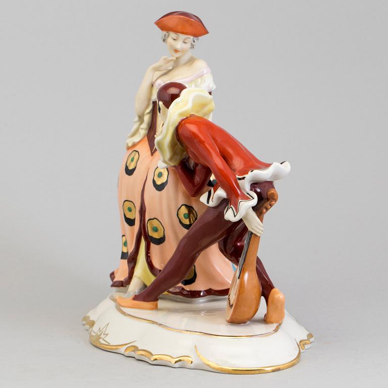 FIGURGRUPP, porslin, Royal Dux, Tjeckien, 1920/30-tal.