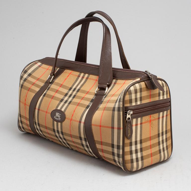 BURBERRY, plaid canvas bag.
