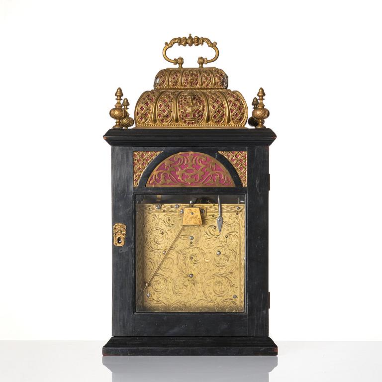 A Queen Anne ebonized and brass-mounted bracket clock marked 'Markwick London', circa 1700.