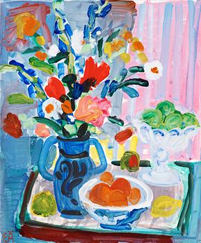 45. Erling Ärlingsson, Still life with flowers and fruit.