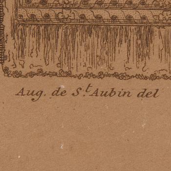 AUGUSTIN DE SAINT-AUBIN, efter, 2 st handkolorerade etsningar, L. Provost, 1800-tal.