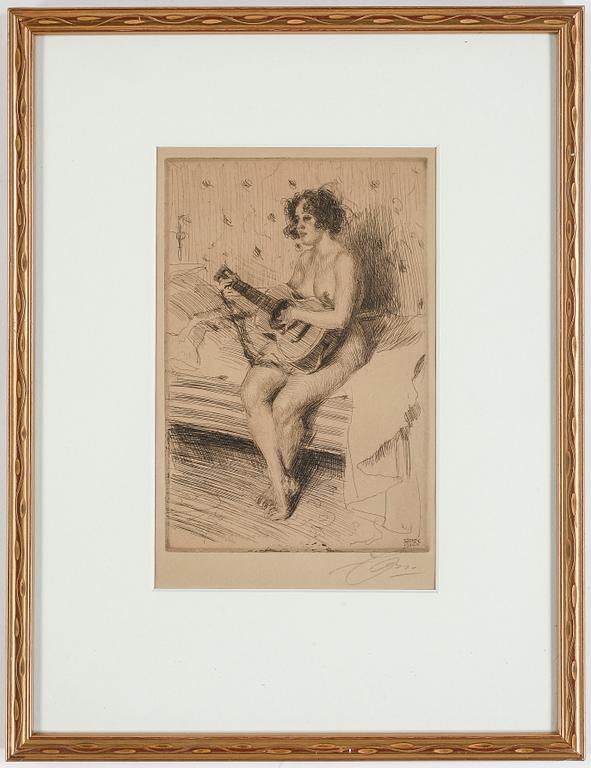 ANDERS ZORN, etsning, signerad, utförd 1900.