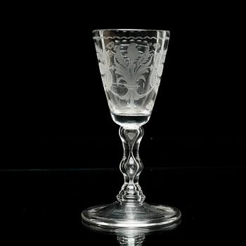 An engraved armorial goblet, 18th Century.