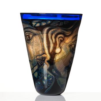 Eva Englund, a 'graal' glass vase, Orrefors, Sweden 1988.