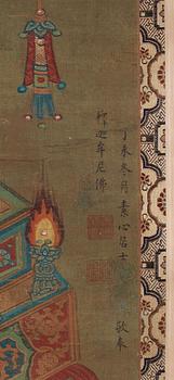 RULLMÅLNING, troligen 1700-tal eller äldre. Shakyamuni Buddha.