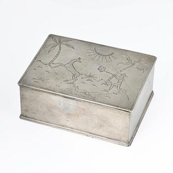 Nils Fougstedt, attributed to, a lidded box, Herman Bergman konstgjuteri, Stockholm, 1927.