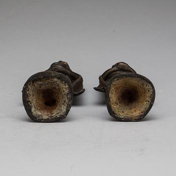 FIGURINER, två st snarlika, brons, sydost Asien. 1800-tal.