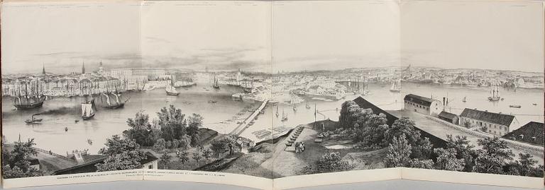 BOK. "Panorama de Stockholm. Pris du dôme de l'eglise de l'île de l'amirauté. C J Billmark 1845.