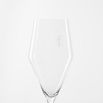 Hans Denk, six 'Denk'Art' champagne glasses, Zalto, Austria.