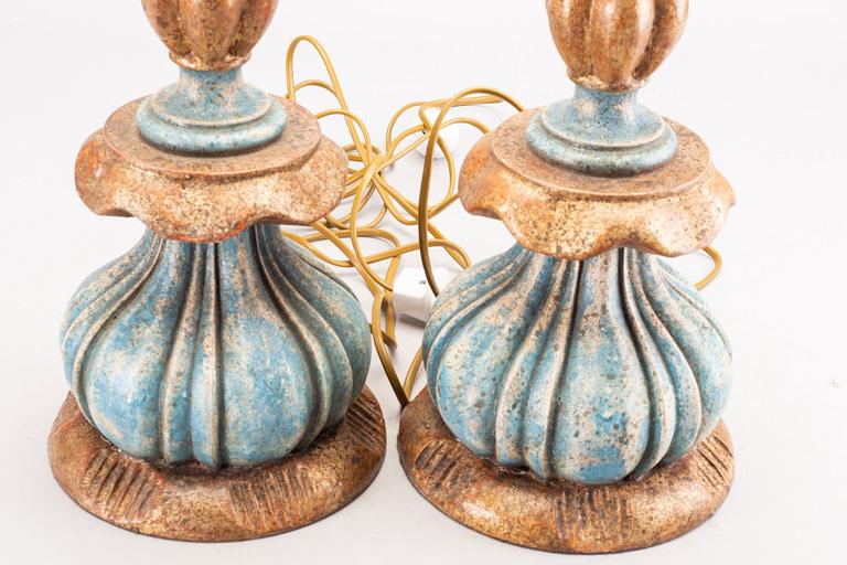 Table lamps, a pair, Baroque style, Paoletti, Florence Italy, second half of the 20th century.