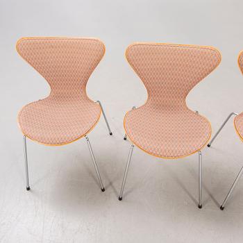 Arne Jacobsen, stolar, 4 st, Fritz Hansen Danmark, "Sjuan", 1992.