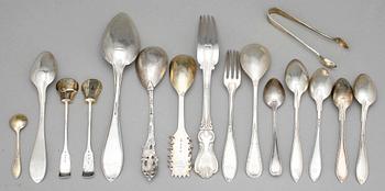 PARTI SILVER, mestadels Sverige, 1800/1900-tal. Totalvikt: ca 548 gram.