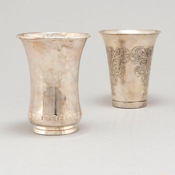 A SILVER VASE AND A BEAKER. Among others GAB, Eskilstuna 1988.