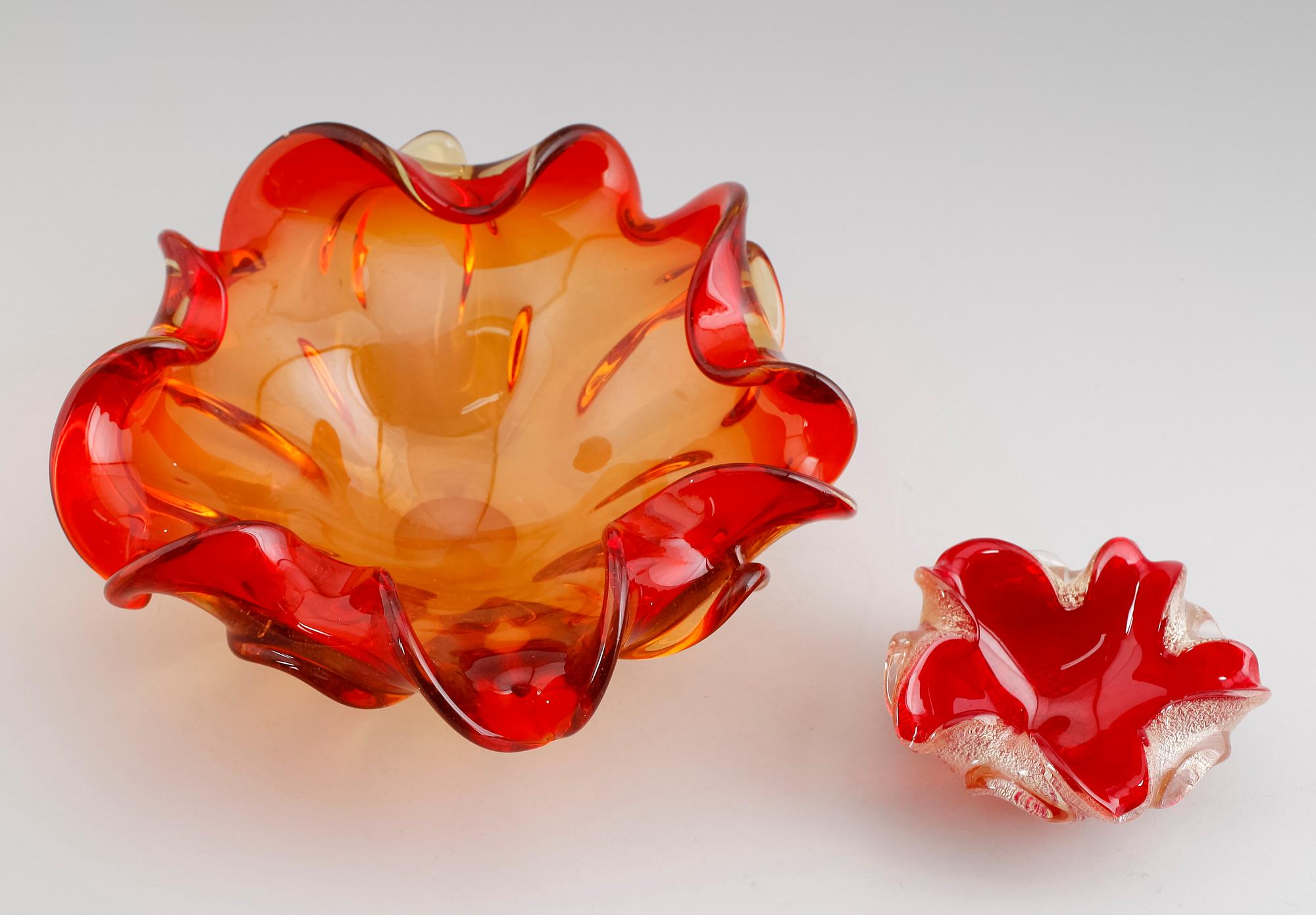 SKÅLAR, 2 st, glas, Murano, Italien, 1900-talets mitt.