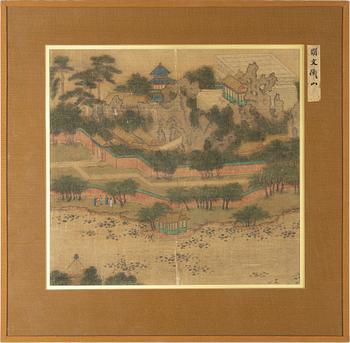 Unidentified artist, Landscape with pavillions, late Qing dynasty / around 1900.