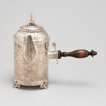 A Swedish 18th century silver coffee-pot, mark of Anders Hjulström, Köping 1792.