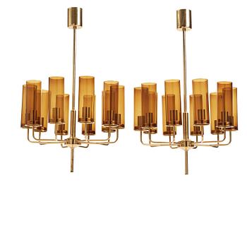 43. Hans-Agne Jakobsson, a pair of, "Sonata" chandeliers, model T-434/10, Hans Agne Jakobsson AB, Markaryd, Sweden 1960-70s.