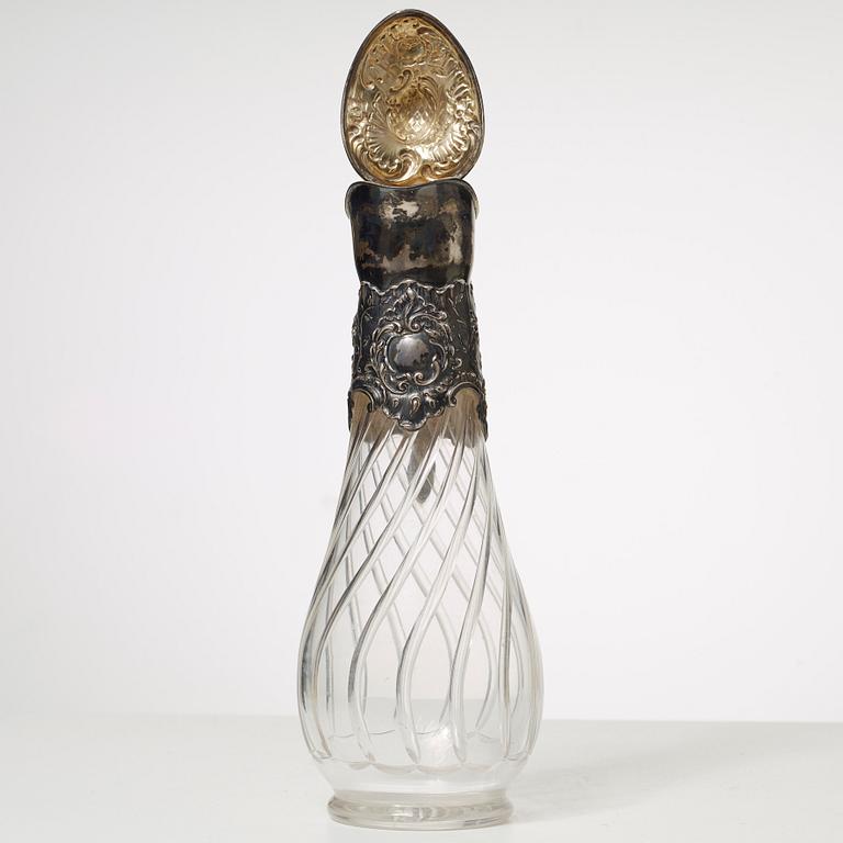 VINKANNA, glas, silver, otydliga stämplar, möjligen Tyskland, svensk kontrollstämpel, sent 1800-tal.