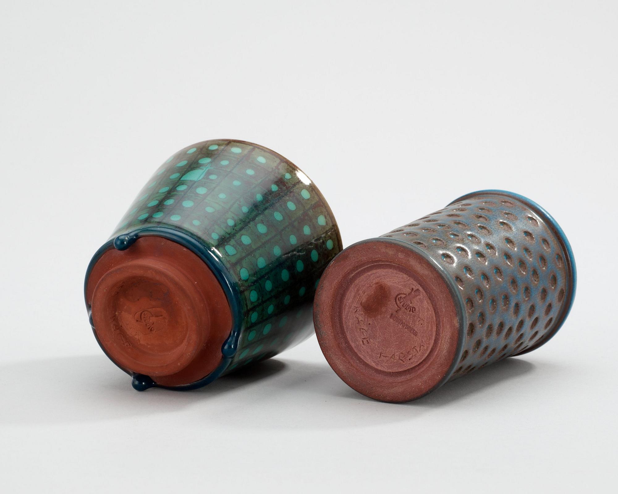 WILHELM KÅGE, vaser, 2 st, farstagods, Gustavsberg Studio, bl a 1950.