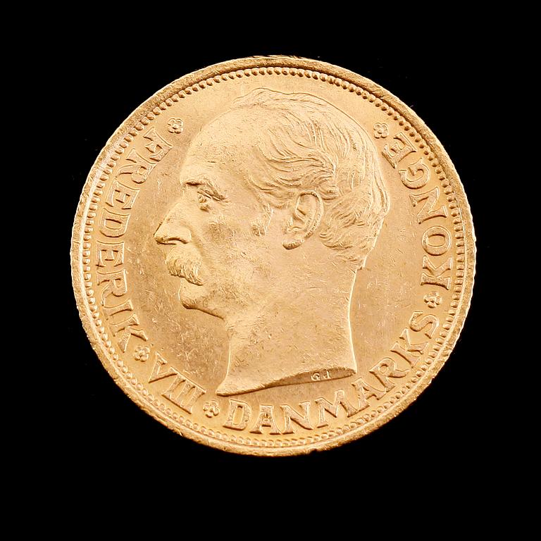GULDMYNT, 20 kroner, Fredrik VIII, Danmark. Vikt ca 9 gram.