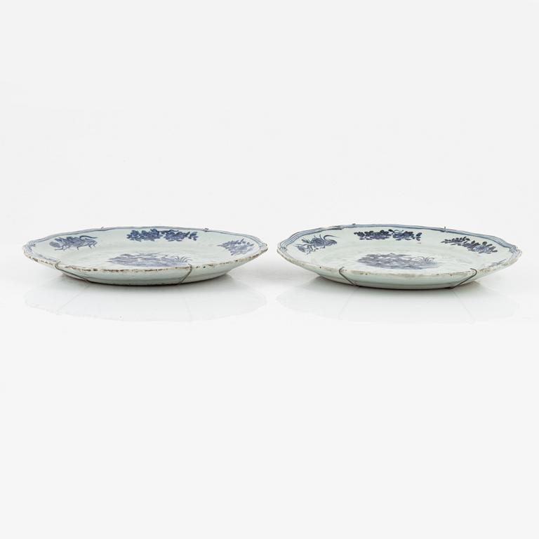 A pair of blue and white dishes, Qing dynasty, Qianlong (1736-95).