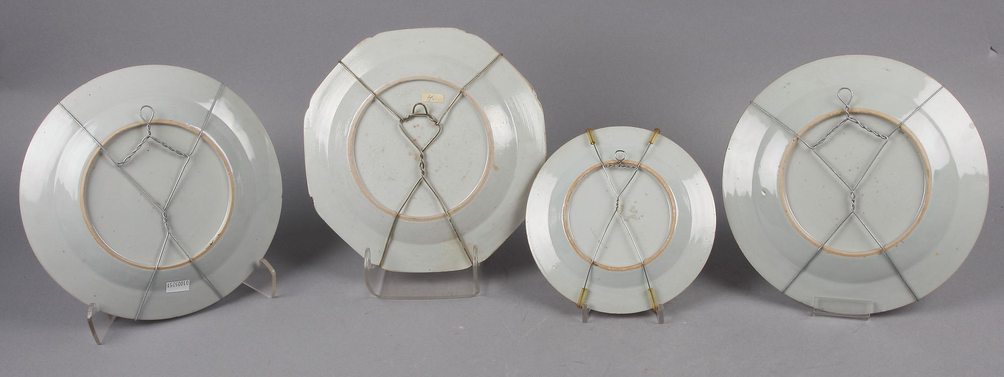 TALLRIKAR, 4 st, porslin, Kina, 1700-tal.