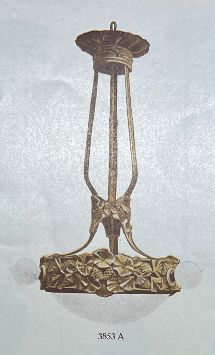 Arvid Böhlmarks Lampfabrik, an Art Nouveau ceiling lamp model 3853 A, Stockholm, 1910s.