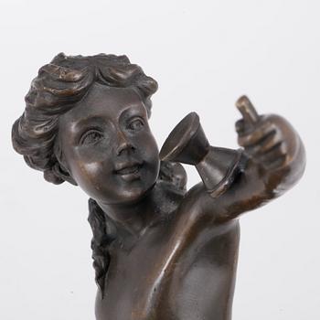 STATYETT, brunpatinerad brons, märkt Goldscheider, 1800-tal.