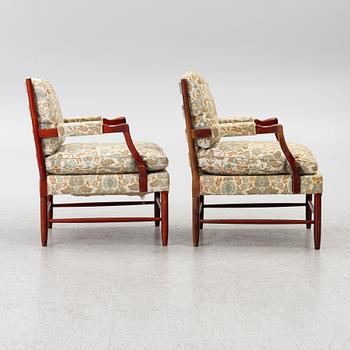 Armchairs, a pair, so-called Gripsholm chairs, second half of the 20th century.