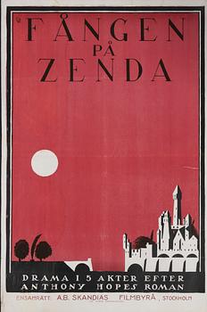 Curt Peters, a vintage movie poster, 'Fången på Zenda (The Prisoner of Zenda)', 1922.