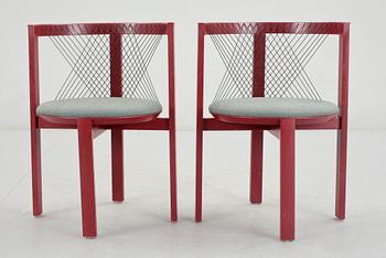 STOLAR, ett par, "String Chair", Niels Jörgen Haugesen, Danmark, 1970-tal.