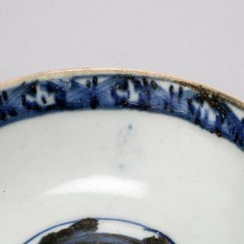 Two blue and white Chinese bowls from Ming Dynasty, 1368-1644.