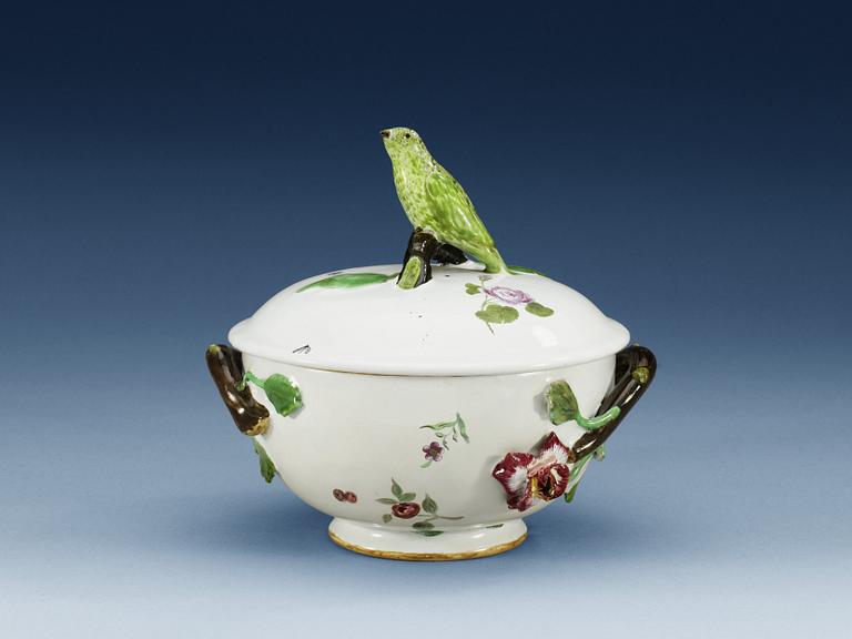A Marieberg faience pot with cover, period of Ehrenreich (1758-66).