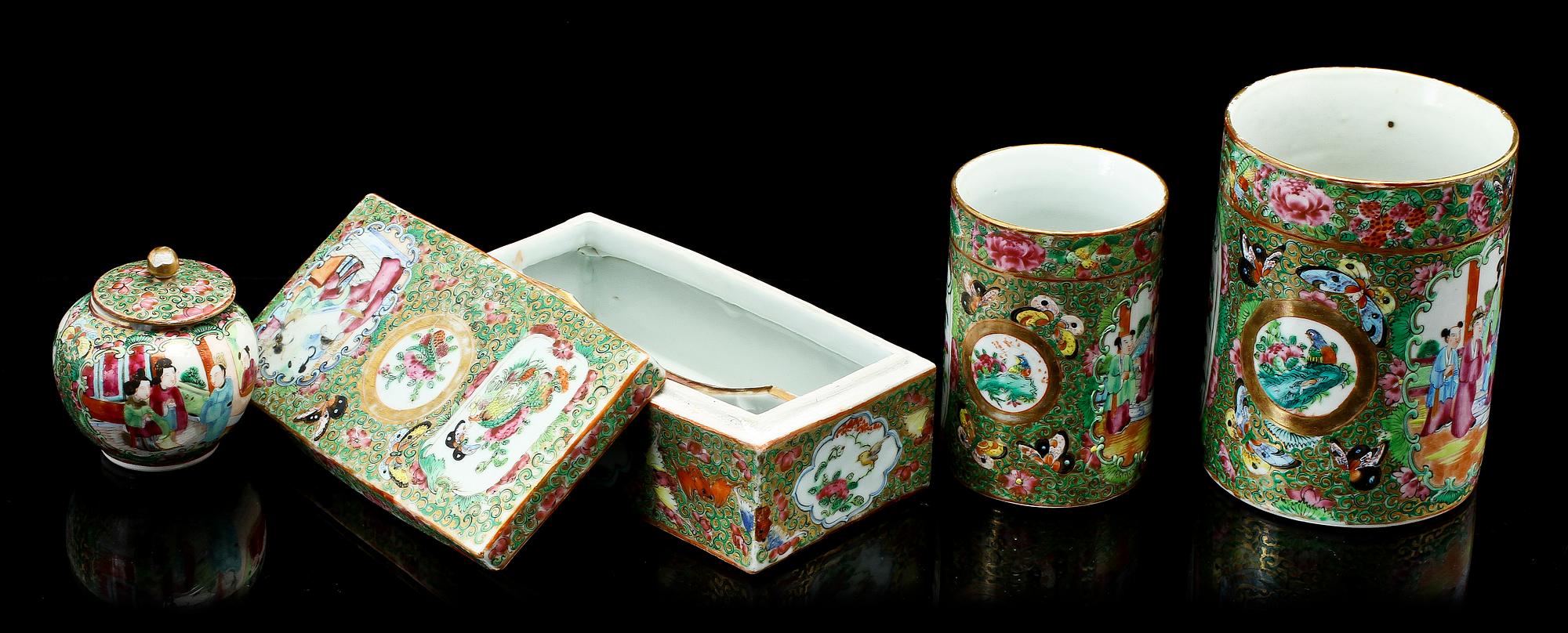 PARTI PORSLIN, 4 delar, Kanton, Kina, 1800-tal.
