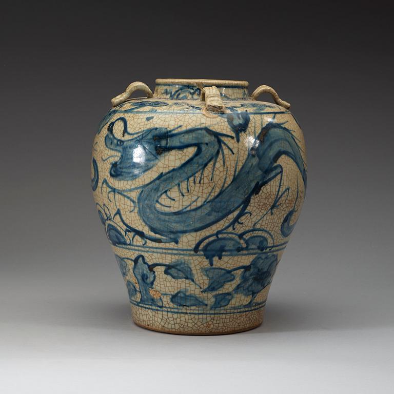 A blue and white jar, Ming dynasty (1368-1643).