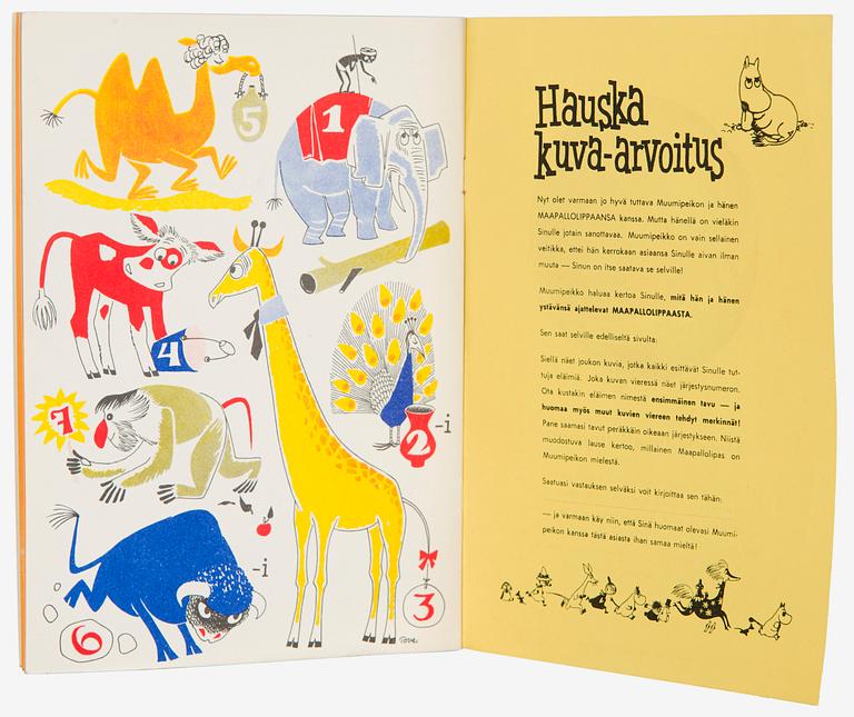 Tove Jansson, Booklet, A Tale of Moomintroll for Suomen Yhdyspankki, Helsinki 1956.