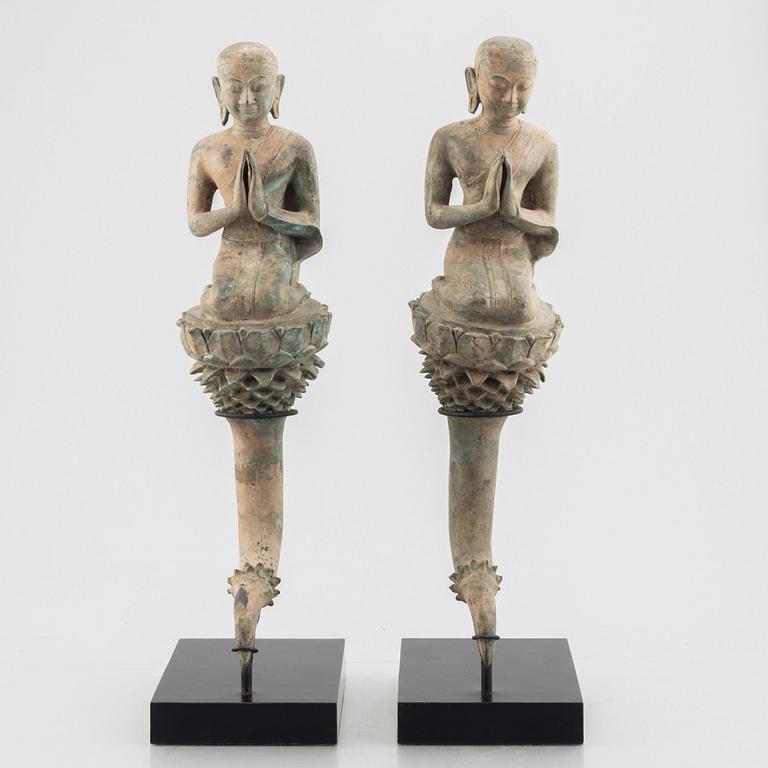 A pair of Buddhist sculptures, Thailand, 20th century.