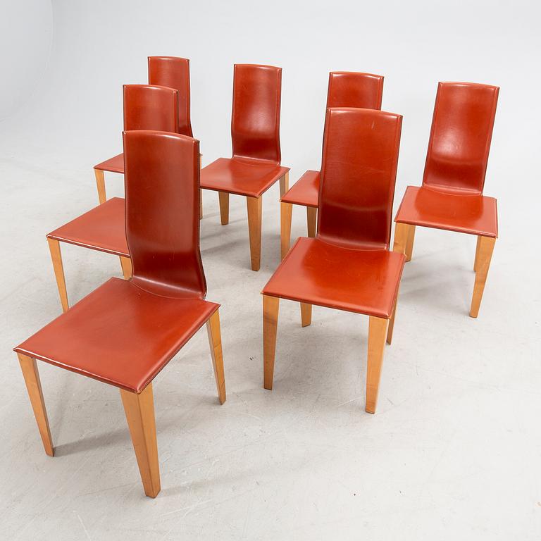 A set of seven Italian leather chairs later part of the 20th century.