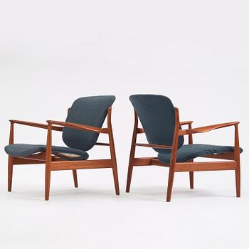 Finn Juhl, fåtöljer, ett par, "FD 136", France & Daverkosen, Danmark, 1950-tal.